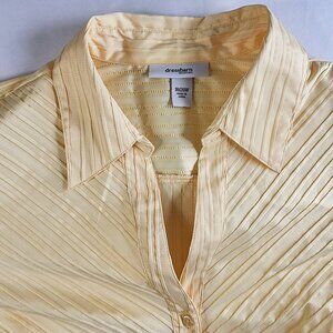 Dressbarn Womens Solid Yellow Size 2X 18 Button-up 3/4 Collared Blouse Top Fancy